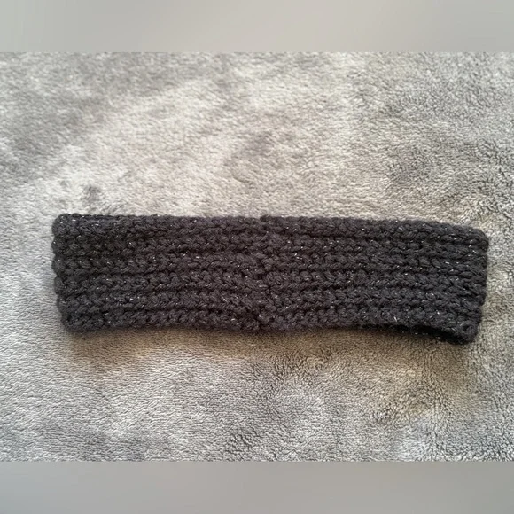 Handmade Black Knit Headband | Cozy Winter Ear Warmer | Soft Stretchy Headwrap - Picture 3 of 3